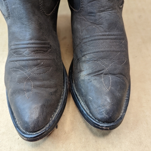 Old West Boots boys size 4.5 Distressed Corona Brown Western Boot.Calf Leathe - Picture 7 of 9